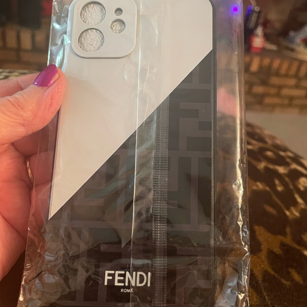 New Fendi Black and White Geometric Phone Case for iPhone 12